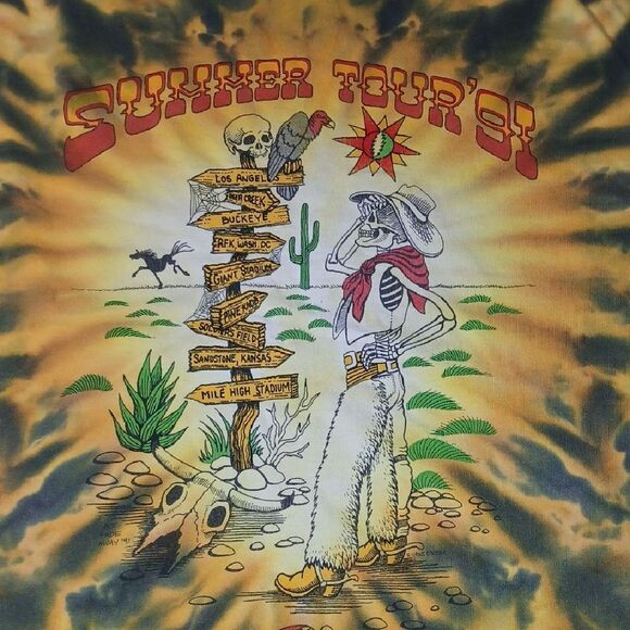 Vntg Greatful Dead Tour 1991 Graphic Tie-Dye T-Shirt - Picture 9 of 11